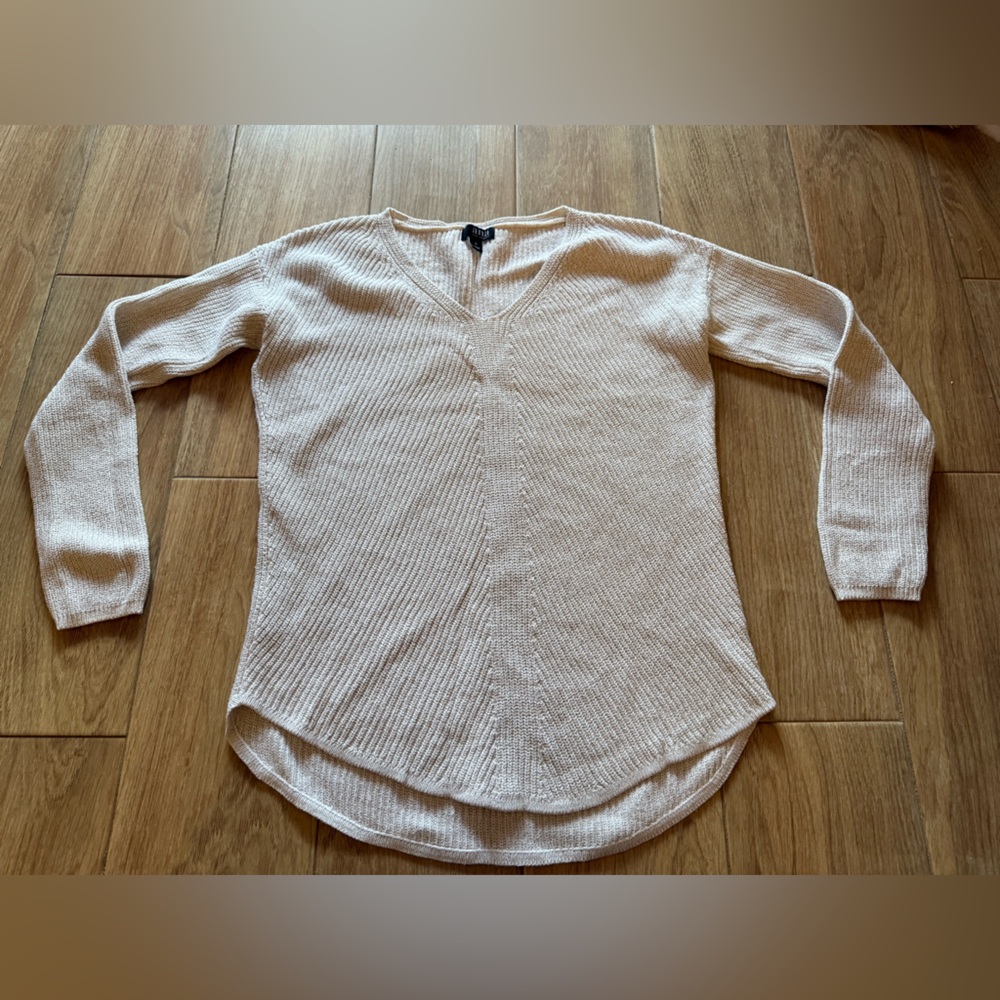 a.n.a V-Neck Sweater in Cream with gold threading detail